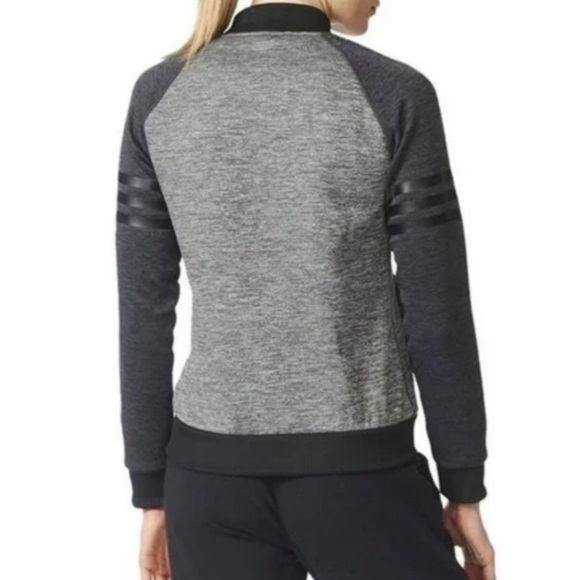 Adidas Climawarm Jacket Womens Small Full Zip Gray Black Sport Pockets Casual - Picture 2 of 13